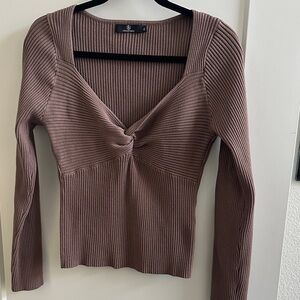 Twist-Front Ribbed Sweater